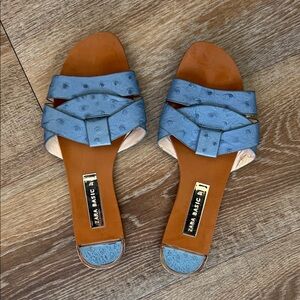 Zara Blue and Tan Women's Sandals